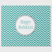 Blauwgroen en witte chevron zigzag prettige feestd cadeaupapier (Vlak)