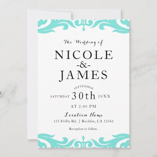 Blauwgroen en witte dodekerchic Elegant minimal We Kaart (Voorkant)