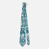 Blauwgroen en witte doodles van 7 stropdas (Voorkant)