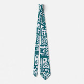 Blauwgroen en witte doodles van 7 stropdas (Achterkant)