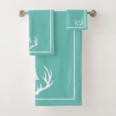 Blauwgroen en witte dromer Antlers Moderne boerenh Bad Handdoek (Insitu)