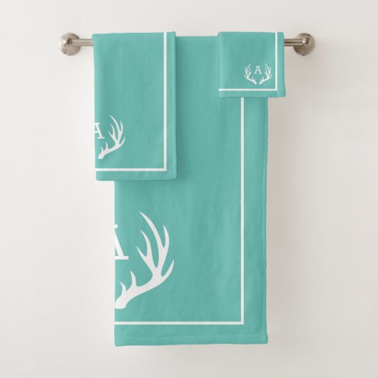 Blauwgroen en witte dromer Antlers Moderne boerenh Bad Handdoek (Insitu)