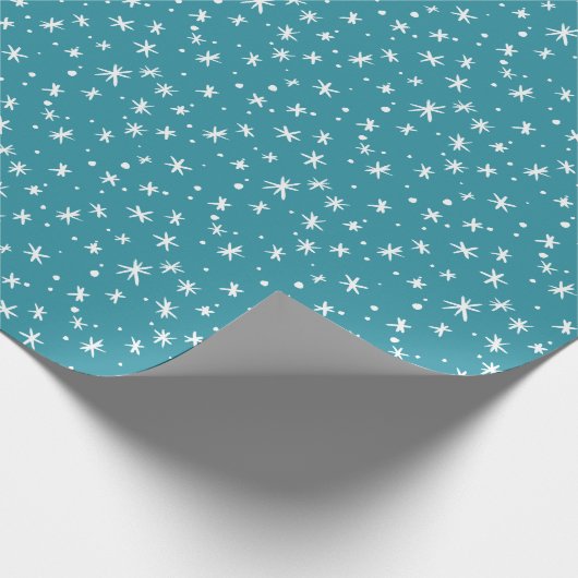 Blauwgroen en witte feestdag cadeaupapier (Hoek)