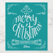 Blauwgroen en witte feestdag wijn etiket (Enkel label)