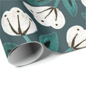 Blauwgroen en witte Floral Cadeaupapier (Rol Hoek)