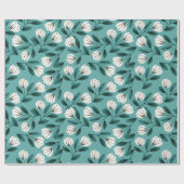Blauwgroen en witte Floral Cadeaupapier (Vlak)