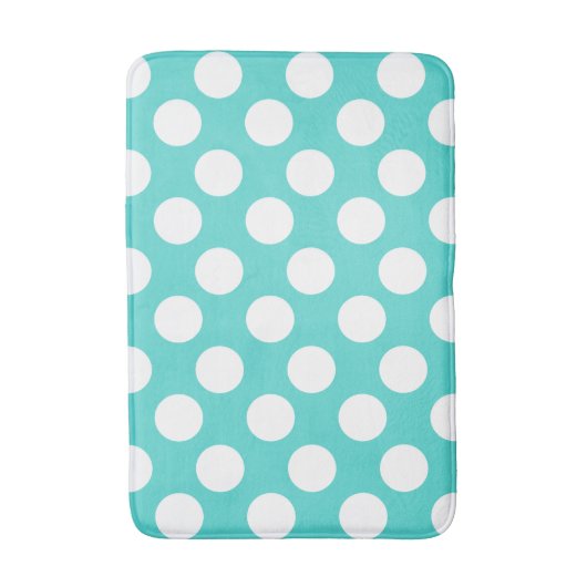 Blauwgroen en witte grote poka dot bath Mat (Voorkant Verticaal)