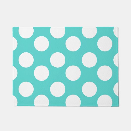 Blauwgroen en witte grote poka dot doormat deurmat (Voorkant)