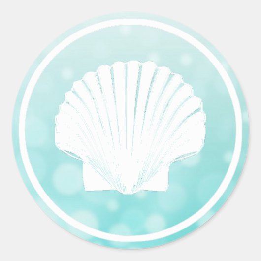 Blauwgroen en witte Initialen bruiloft Ronde Sticker (Voorkant)