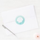 Blauwgroen en witte Initialen bruiloft Ronde Sticker (Envelop)