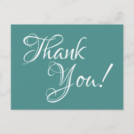 Blauwgroen en witte kalligrafie Hartelijk dank Briefkaart