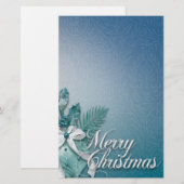 Blauwgroen en witte kerst-sierans briefpapier (Voorkant / Achterkant)