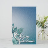 Blauwgroen en witte kerst-sierans briefpapier (Staand voorkant)