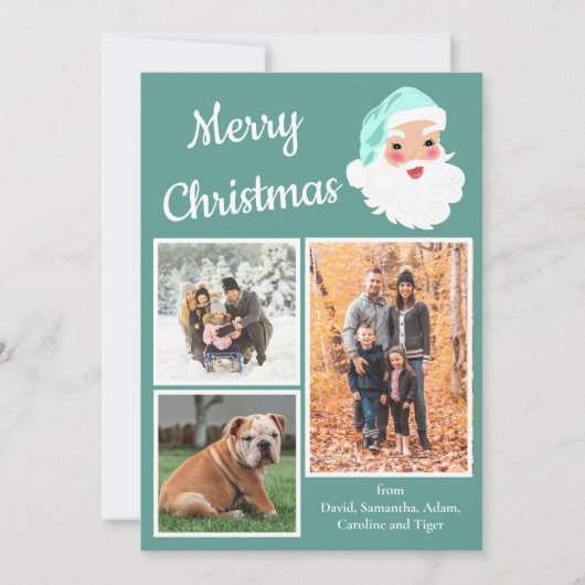 Blauwgroen en witte kerstbeker feestdagenkaart (Voorkant)