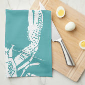 Blauwgroen en witte kreeft, persoonlijk geïndividu theedoek (Quarter Fold)