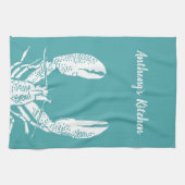 Blauwgroen en witte kreeft, persoonlijk geïndividu theedoek (Horizontaal)