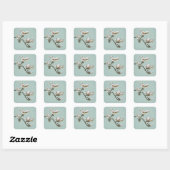 Blauwgroen en witte Magnolia Envelope Seals Vierkante Sticker (Vel)