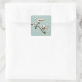 Blauwgroen en witte Magnolia Envelope Seals Vierkante Sticker (Tas)