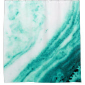 Blauwgroen en witte marmer douchegordijn (Voorkant)