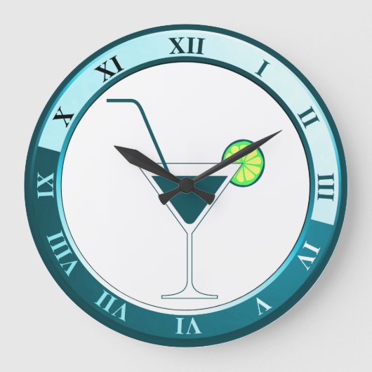 Blauwgroen en witte Martini Bar Grote Klok (Voorkant)