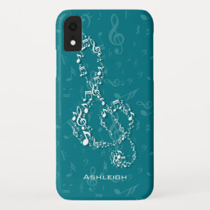 Blauwgroen en Witte Muzieknoten Reinigingsproducte Case-Mate iPhone Case