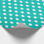 Blauwgroen en witte poka dot Pattern Cadeaupapier (Hoek)