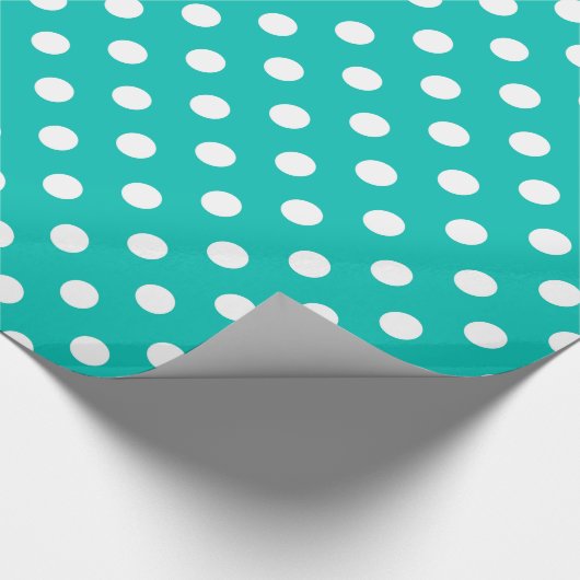 Blauwgroen en witte poka dot Pattern Cadeaupapier (Hoek)