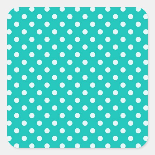 Blauwgroen en witte poka dot Pattern Vierkante Sticker (Voorkant)
