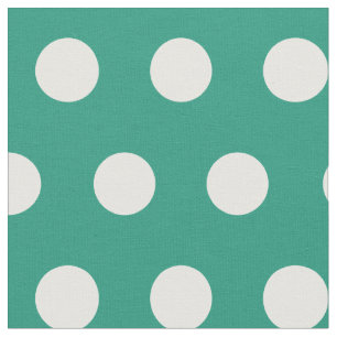 Blauwgroen en witte poka dots stof