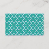 Blauwgroen en witte Quatrefoil Business Card Templ Visitekaartje (Achterkant)