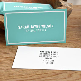 Blauwgroen en Witte Rand Geweldige Persoon Eenvoud Visitekaartje