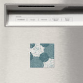 Blauwgroen en witte rozen magneet (Insitu (Vaatwasser))