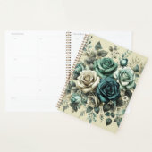 Blauwgroen en witte rozen planner (Display)