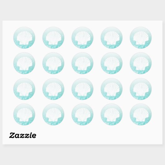 Blauwgroen en witte Seashell Stickers (Vel)