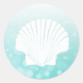 Blauwgroen en witte Seashell Stickers (Voorkant)