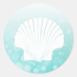 Blauwgroen en witte Seashell Stickers