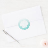 Blauwgroen en witte Seashell Stickers (Envelop)