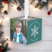 Blauwgroen en Witte Sneeuwvlok Kerstfoto Decoratie