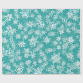 Blauwgroen en witte sneeuwvlokken Winter Wonderlan Cadeaupapier (Vlak)