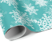 Blauwgroen en witte sneeuwvlokken Winter Wonderlan Cadeaupapier (Rol Hoek)