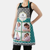 Blauwgroen en witte staren Patroonfotocollage Schort (Insitu)