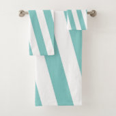Blauwgroen en witte strepen bad handdoek (Insitu)