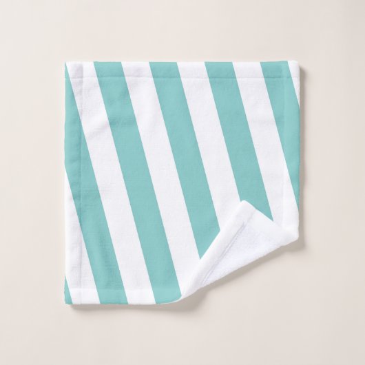 Blauwgroen en witte strepen bad handdoek (Wasdoekje)