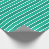 Blauwgroen en witte strepen cadeaupapier (Hoek)
