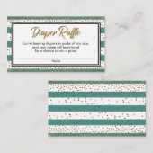 Blauwgroen en witte strepen, Confetti diapluierspo Informatiekaartje (Voorkant / Achterkant)