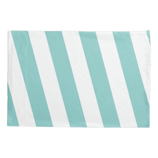 Blauwgroen en witte strepen kussensloop (Achterkant)