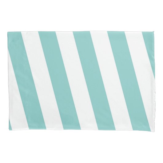 Blauwgroen en witte strepen kussensloop (Voorkant)