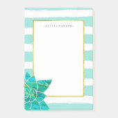 Blauwgroen en witte strepen met Waterverf Succulen Post-it® Notes (Voorkant)