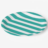 Blauwgroen en witte strepen papieren bordje (Gekanteld)