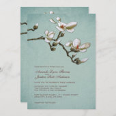 Blauwgroen en witte uitnodiging tot weddenschap (Voorkant / Achterkant)